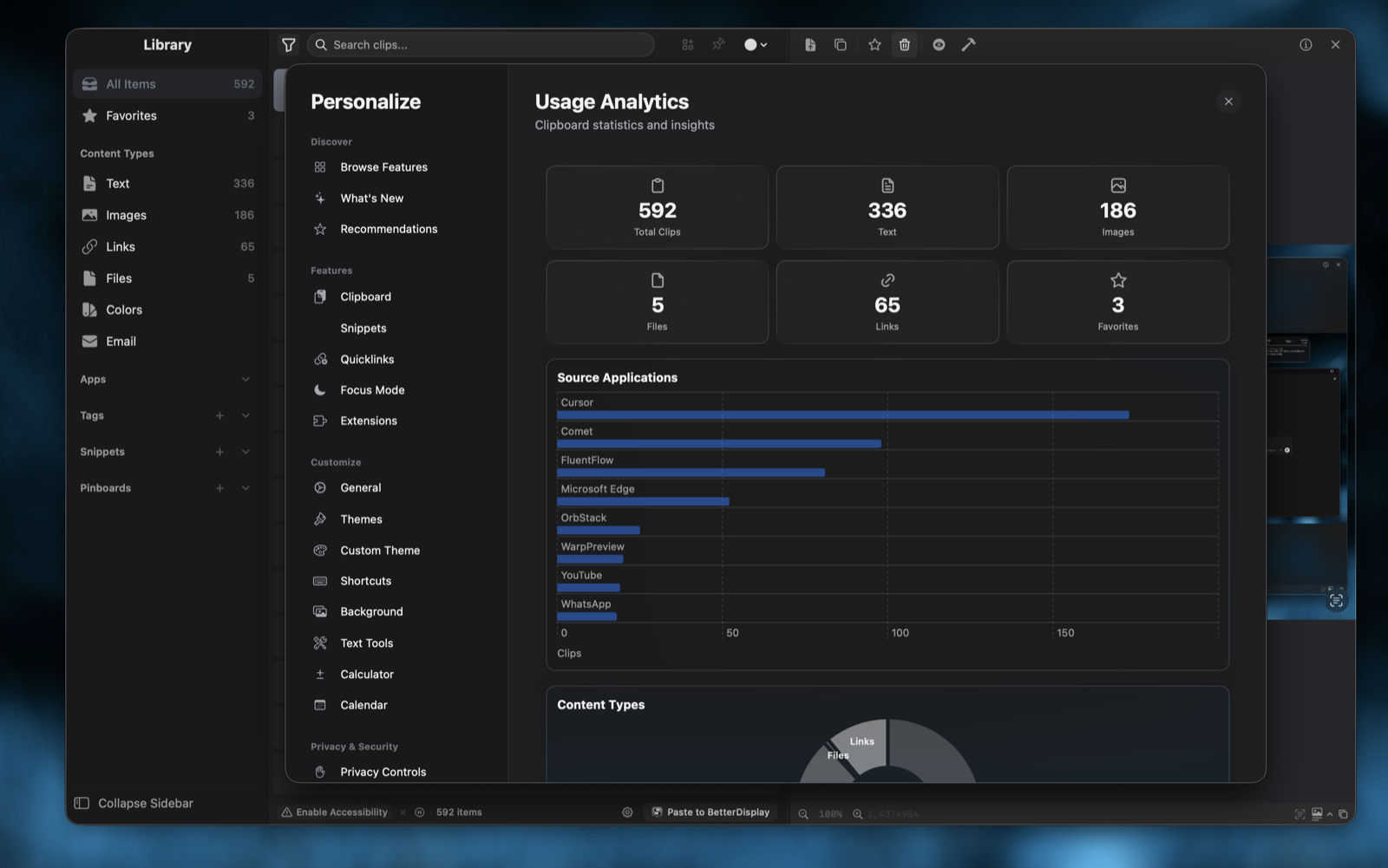 Fluent Flow analytics workspace showing usage metrics and source application activity.
