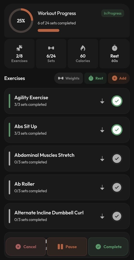 Ohga workout builder for creating personalized sessions.